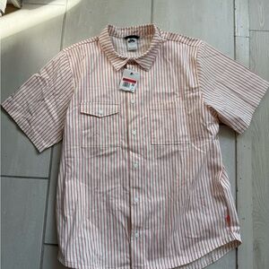 Nike Red and White Striped Casual Shirt